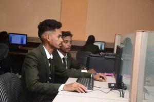 Students practicing in the computer lab at the best degree college in Korba